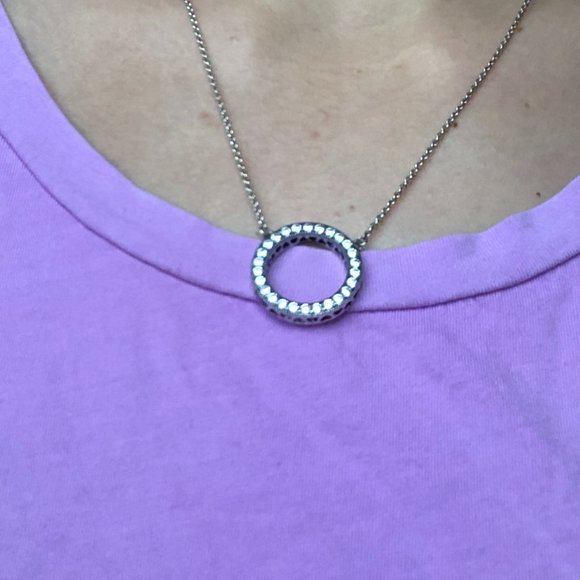 Pandora Jewelry Hearts Of Pandora Circle Pendant Silver Necklace